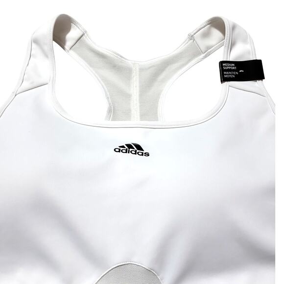 Adidas Sports Bra, Women's Plus 2X, White Powerreact Medium Support Training Bra - Picture 3 of 8
